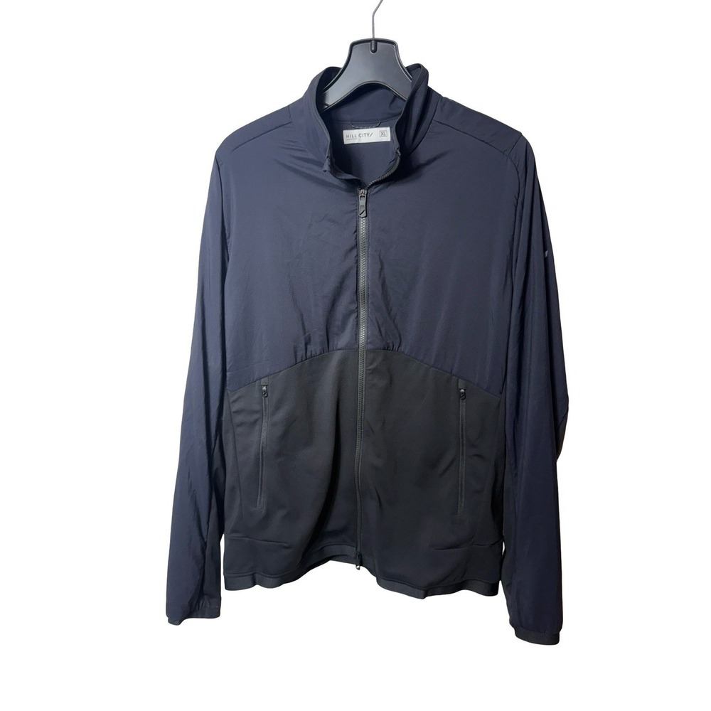 Hill City Jacket Mens XL Blue Black Nylon Insulated Run Jacket Full Zip